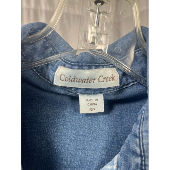 Coldwater Creek Denim Women's Plaid Blue Pearl Snap Shirt 6P 100% Cotton - Picture 4 of 8